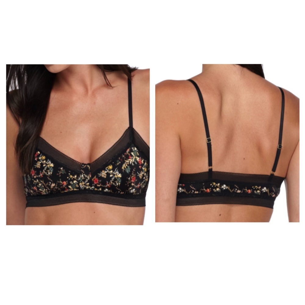 NWT- Sam Edelman Black Floral Bralette - Sz S - Picture 9 of 9